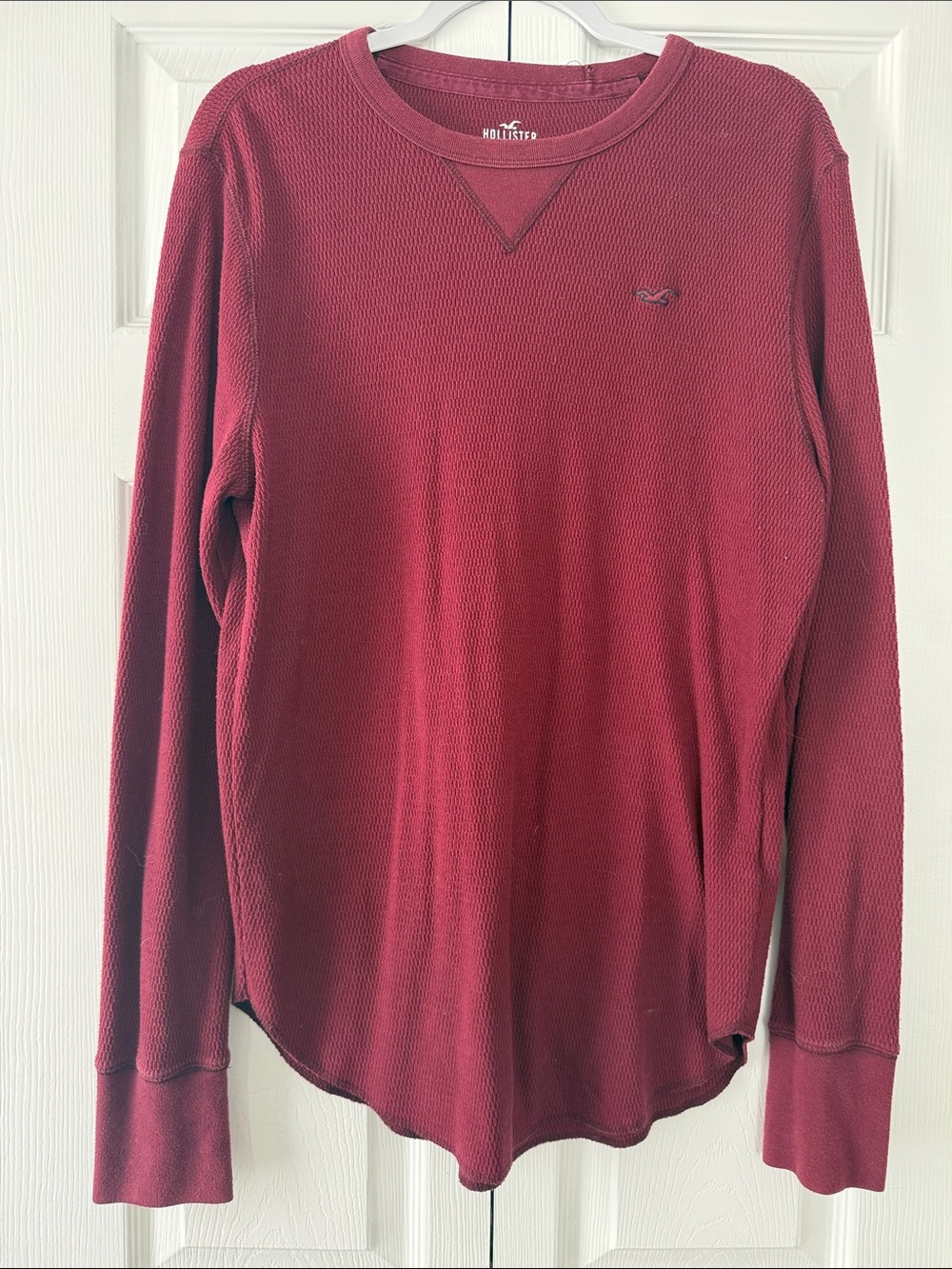 Hollister Men's Crewneck Thermal Sweater - Maroon